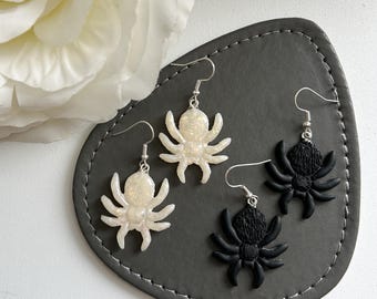 Spider Dangle Earrings: Gothic Halloween Polymer Clay Jewellery
