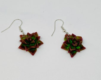 Miniature succulent earrings, Clay Earrings, Gift for her, Lightweight Earrings, statement earrings, cactus, plant lover gift