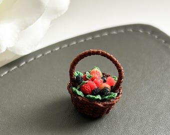 Miniature Fruit Basket: Polymer Clay Dolls House Decor