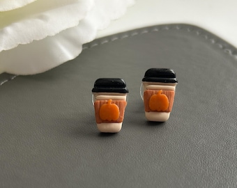 Pumpkin Spice Latte Earrings: Handmade Polymer Clay Halloween Jewellery
