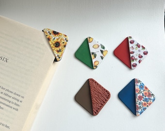 Corner bookmark, polymer clay, back to school gift, bookmarks for women cute, bookmark for teacher, thank you teacher gift
