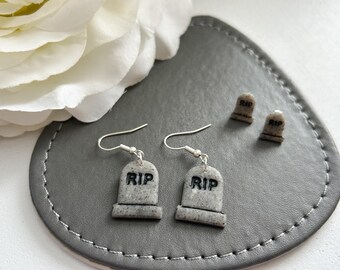 Tombstone earrings, stud or dangle, halloween earrings