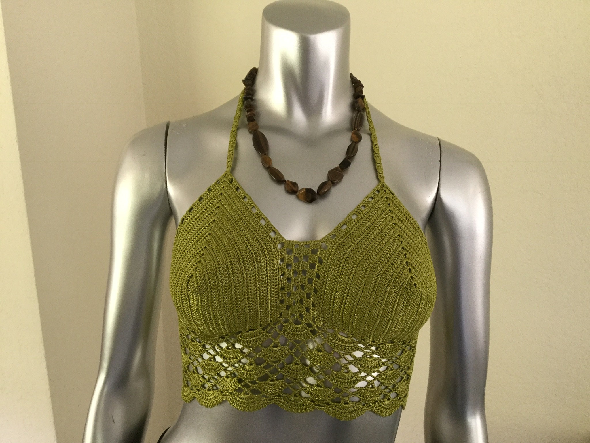 Hand Made Boutique Unique Organic Summer Crochet Knit-top Bra 44DDD 