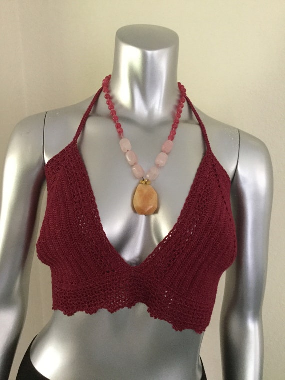 Hand Made Boutique Unique Organic Summer Crochet Knit-top Bra 44DDD 