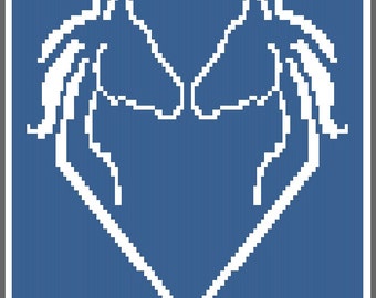 Gráfico de ganchillo de amor de caballo, lanzamiento de corazón de cabeza de caballo doble, pony afgano, patrón de manta de yegua, manta de caballo Graphghan inicial personalizada