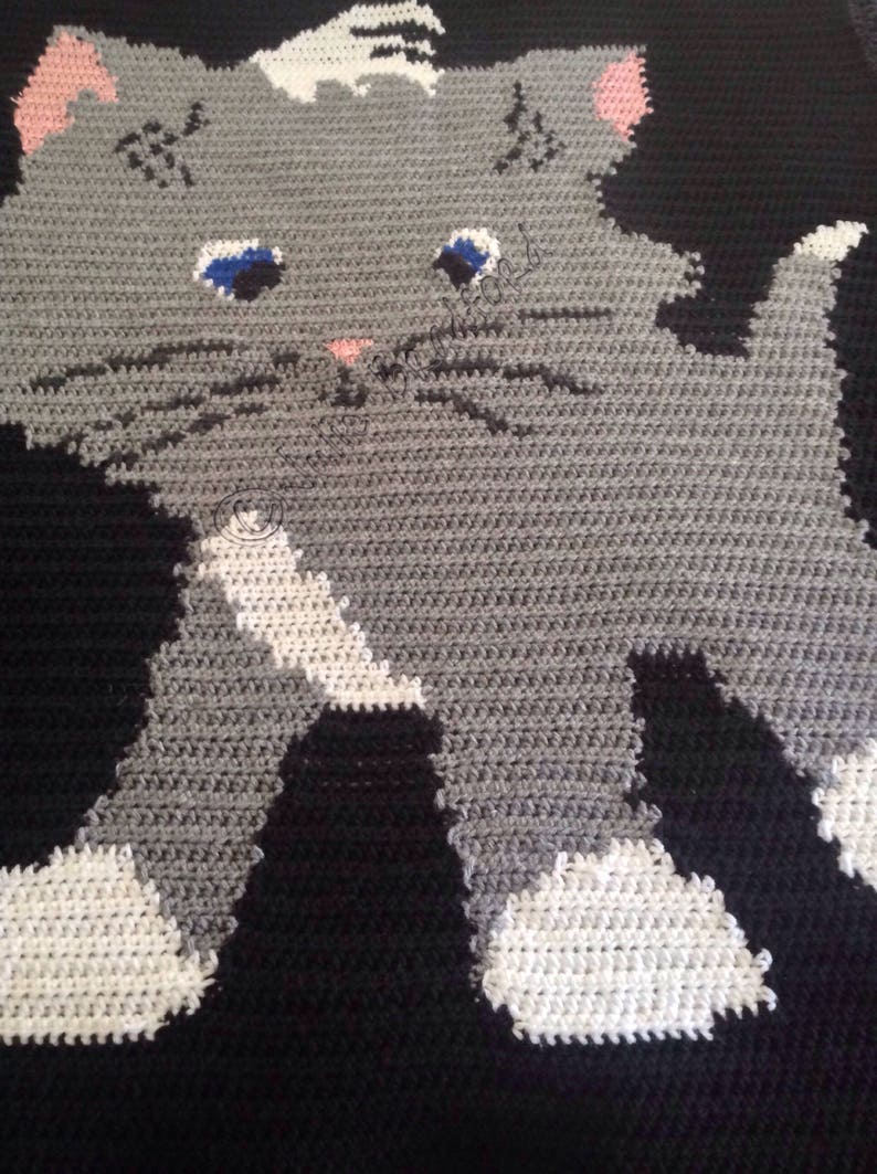 Written Crochet Cat Afghan Pattern, Kitten Throw, Kitty Cat Blanket