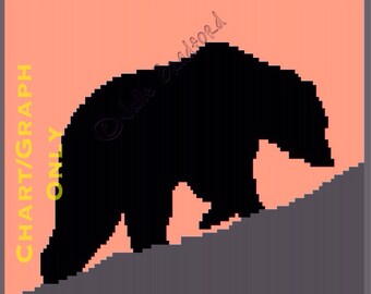 Gráfico de silueta de oso de ganchillo, gráfico afgano de oso negro, gráfico de manta de oso grizzly, gráfico de ganchillo, lanzamiento de oso de ganchillo, lanzamiento de vida silvestre