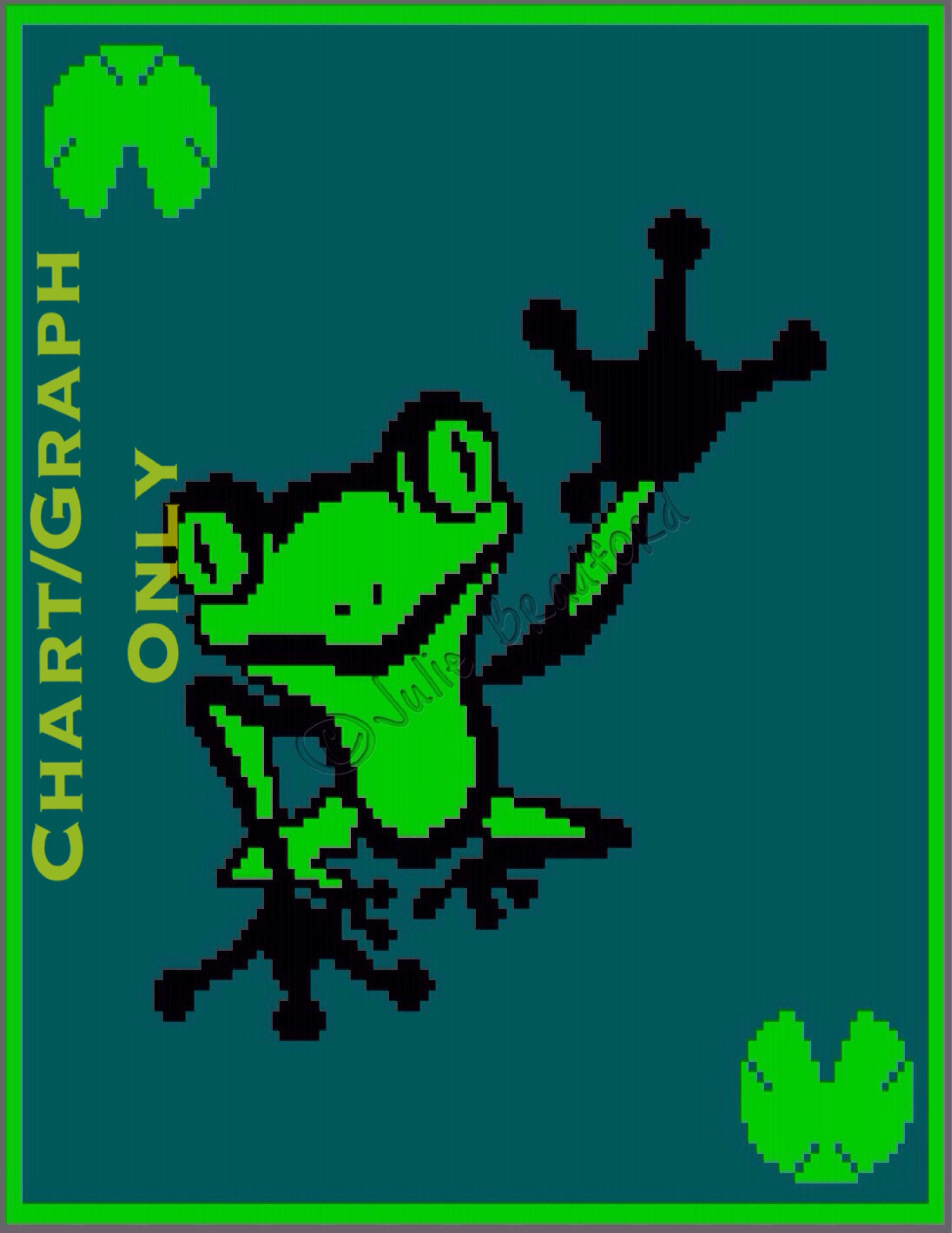 Funny Frog Blanket Graph, Happy Frog Afghan Chart, Froggy Ribbet Throw
