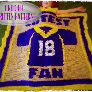 Written Crochet Pattern Cutest Fan Baby Blanket, Sports Team Color Throw, Patriot, Eagle, Viking, Jaguar, Titan, Cowboy, Bronco, Steeler