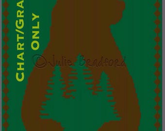 Gráfico de oso de ganchillo, afgano de árbol de hoja perenne, tiro de oso grizzly, gráfico de manta de oso negro, patrón de manta de oso del suroeste