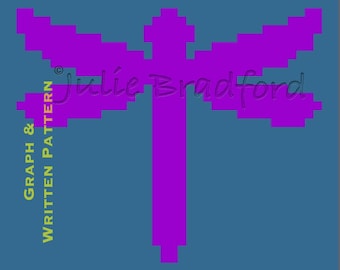 Written Crochet Dragonfly Block Pattern, Dragonfly Graph, Dragonfly Baby Blanket, Dragonfly Granny Square, Dragonfly Afghan Block