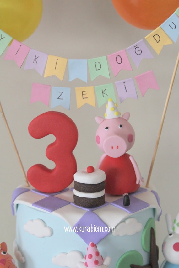 Peppa Pig Cake Topper And Cookies Worldwide Express Shipping Etsy
