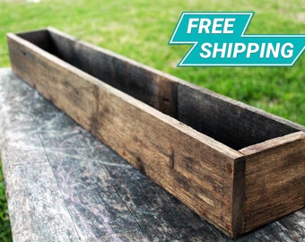 40&quot; - 48&quot; Succulent Planter Box (5&quot; - 5.75&quot;H),Storage,Planter,Wooden Box,Wood Box,Succulent Planters,Wedding,Centerpiece,Farmhouse,Flower