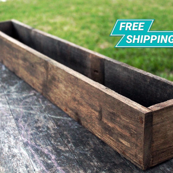 30" - 38" Farmhouse Wedding Decor Wooden Planter Box Rustic (3.25" - 3.75"H),Centerpiece,Cedar,Indoor,Outdoor,Wood,Succulent,Window,Flower