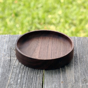 Foundation Series Round - Black Walnut, Peruvian Walnut and Oak Hardwood Trays, Stackable, Slim, Timeless & Modern Valet Catch All Decor