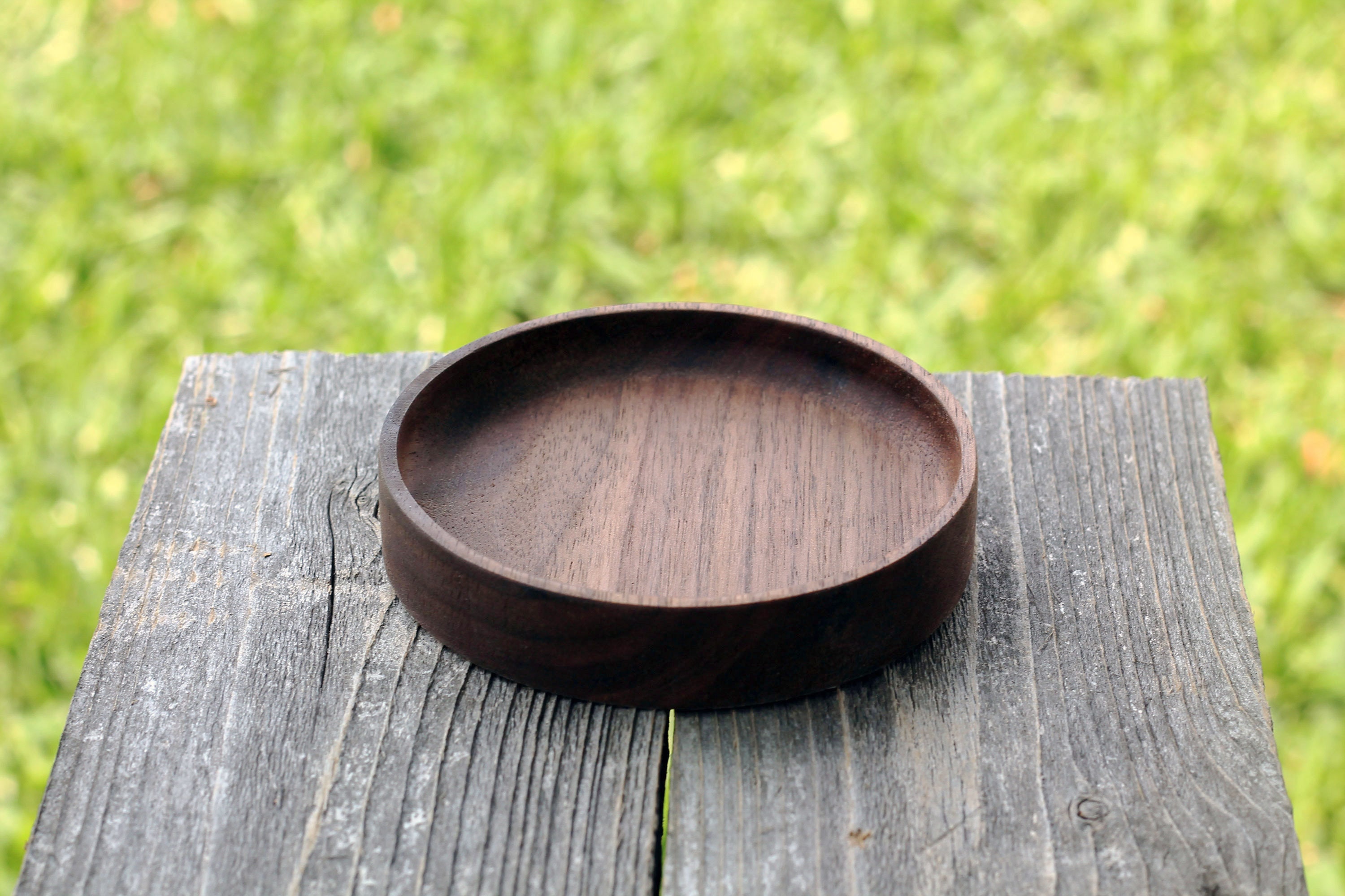 Foundation Series Round - Black Walnut, Peruvian Walnut and Oak Hardwood Trays, Stackable, Slim, Timeless & Modern Valet Catch All Decor