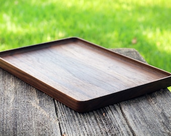 Black Walnut & Oak Hardwood Trays, Centerpiece, Gift, Stackable, Slim, Timeless, Modern Valet Catch All Decor - Foundation Series Rectangle