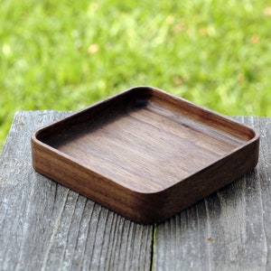 Foundation Series Rectangle- Black Walnut, Peruvian Walnut and Oak Hardwood Trays, Stackable, Slim, Timeless & Modern Valet Catch All Decor