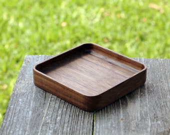 Foundation Series Rectangle- Black Walnut, Peruvian Walnut and Oak Hardwood Trays, Stackable, Slim, Timeless & Modern Valet Catch All Decor