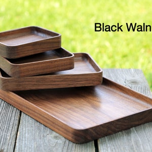 Black Walnut & Oak Hardwood Trays, Centerpiece, Gift, Stackable, Slim, Timeless, Modern Valet Catch All Decor Foundation Series Rectangle Black Walnut