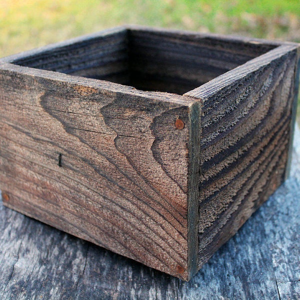 5”, 6" Square Succulent Wooden Farmhouse Planter Wedding Box Rustic Decor (5" - 5.75"H),Centerpiece,Cedar,Indoor,Outdoor,Window,Flower