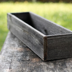 12" Wooden Farmhouse Planter Wedding Box Rustic Decor (3.25"- 3.75"H),Centerpiece,Cedar,Indoor,Outdoor,Wood,Succulent,Window,Flower,Country Natural (Weathered)