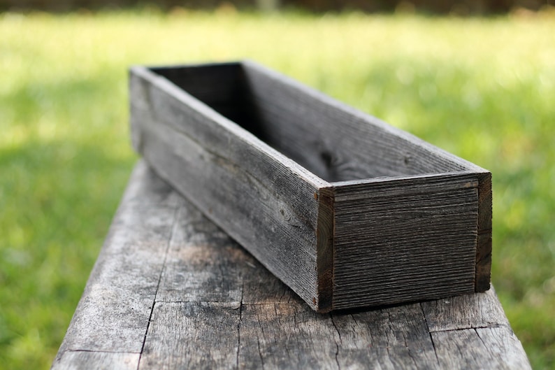 12" Wooden Farmhouse Planter Wedding Box Rustic Decor (3.25"- 3.75"H),Centerpiece,Cedar,Indoor,Outdoor,Wood,Succulent,Window,Flower,Country Natural (Weathered)