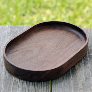 Foundation Series Oval - Black Walnut, Peruvian Walnut and Oak Hardwood Trays, Stackable, Slim, Timeless & Modern Valet Catch All Decor