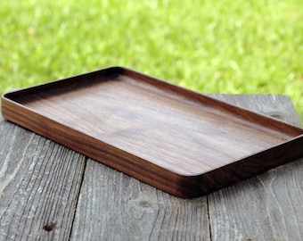 Foundation Series Rectangle- Black Walnut, Peruvian Walnut and Oak Hardwood Trays, Stackable, Slim, Timeless & Modern Valet Catch All Decor
