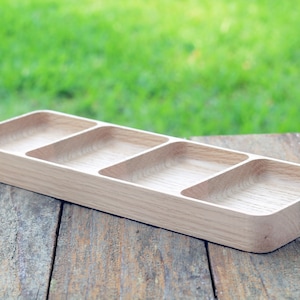 Foundation Series Divided - Black Walnut, Peruvian Walnut and Oak Hardwood Trays, Stackable, Slim, Timeless & Modern Valet Catch All Decor
