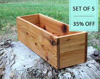 Bulk Set of (5) 18" Succulent Planter Wooden Box (5.5" H) / Storage / Wedding / Centerpiece / Wood / Flower / Modern / Wholesale