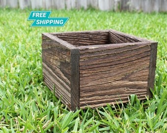 5”, 6" Square Succulent Wooden Farmhouse Planter Wedding Box Rustic Decor (3.25"- 3.75"H),Centerpiece,Cedar,Indoor,Outdoor,Window,Country