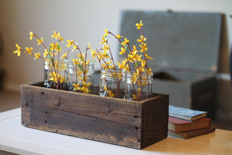 Farmhouse Wedding Centerpiece Decor Wooden Planter Box Rustic 5 5.75H,Cedar,Indoor,Outdoor,Wood,Succulent,Window,Flower image 9