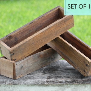 Set of (10) 20"L Planter (3.25" - 3.75"H) Rustic Planter Centerpiece Wedding Farmhouse Bulk Boxes Succulent Wood Storage Flower Wholesale