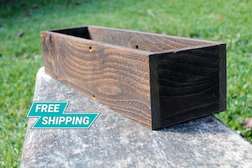 24" Wooden Wedding Farmhouse Decor Planter Box Rustic (5" - 5.75"H),Centerpiece,Cedar,Indoor,Outdoor,Wood,Succulent,Window,Flower