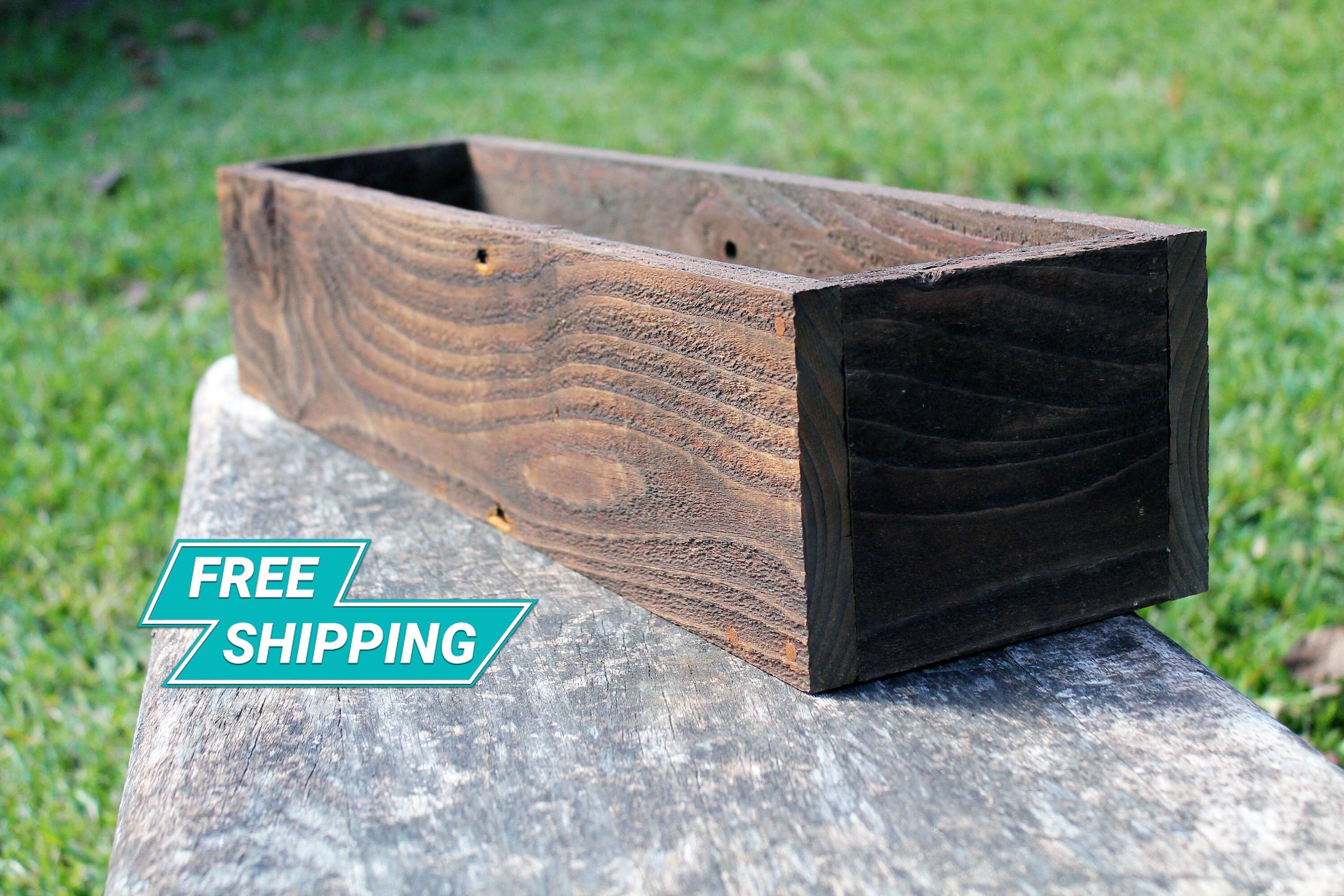 24&quot; Wooden Wedding Farmhouse Decor Planter Box Rustic (5&quot; - 5.75&quot;H),Centerpiece,Cedar,Indoor,Outdoor,Wood,Succulent,Window,Flower