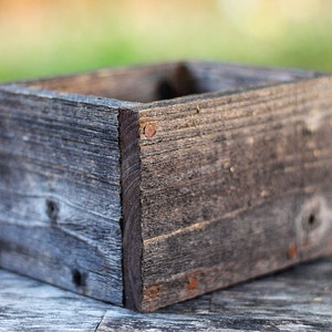 Set of (2) 6&quot; Wooden Farmhouse Planter Wedding Box Rustic Decor (3.25&quot;-3.75&quot;H),Centerpiece,Cedar,Indoor,Outdoor,Wood,Succulent,Window,Flower