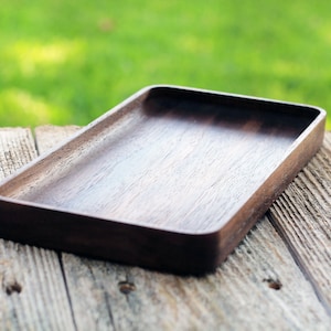 Black Walnut & Oak Hardwood Trays, Centerpiece, Gift, Stackable, Slim, Timeless, Modern Valet Catch All Decor - Foundation Series Rectangle