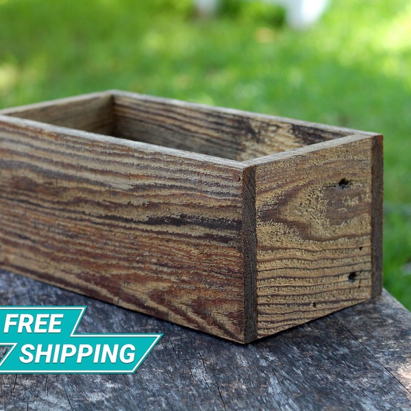 12" Wooden Farmhouse Planter Wedding Box Rustic Decor (5" - 5.75"H),Centerpiece,Cedar,Indoor,Outdoor,Wood,Succulent,Window,Flower,Country