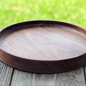 Foundation Series Round - Black Walnut, Peruvian Walnut and Oak Hardwood Trays, Stackable, Slim, Timeless & Modern Valet Catch All Decor