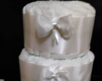 White on White DIY Diaper Cake, 60+ Mixed Sizes (Newborn and Stage 1 up to 14 pounds) Premium Soft Diapers All Usable Great Price!