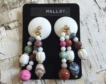 Vintage 90's earrings, 1990's earrings, Unique earrings, Ugly earrings, Beaded earrings, Mom earrings