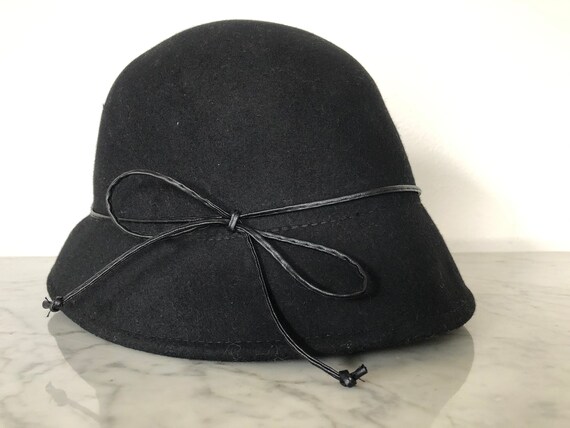 Vintage wool hat with bow, vintage black wool hat… - image 7