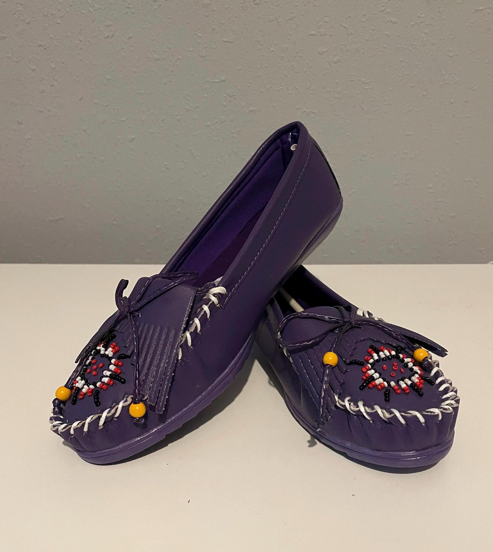 Size 36 Cloth Moccasins Yellow, Red and Purple main image 0
