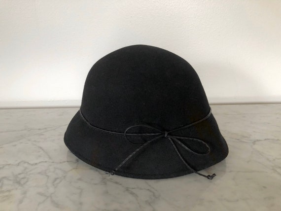 Vintage wool hat with bow, vintage black wool hat… - image 5