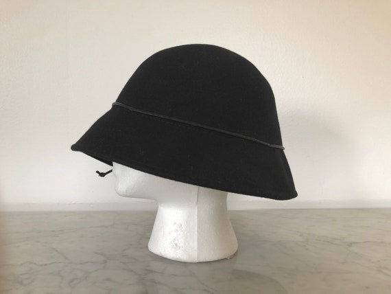 Vintage wool hat with bow, vintage black wool hat… - image 3