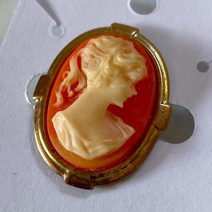 Vintage cameo brooch. Resin cameo pin brooch. Women’s silhouette cameo brooch. midcentury pin brooch Victorian costume pin