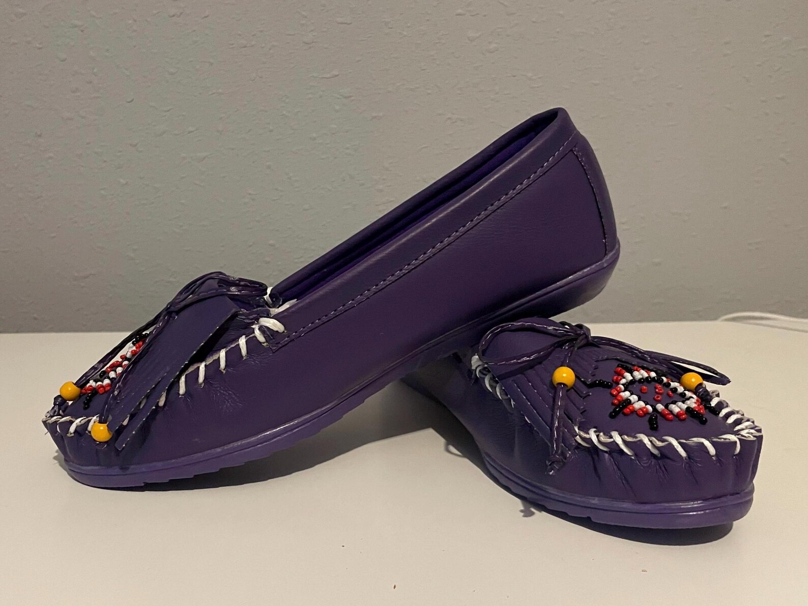 Size 43 Cloth Moccasins Purple ZigZags