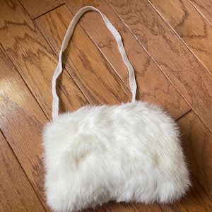 Vintage white fur muff. Small muff. Children’s size muff with genuine rabbit fur. White fur muff SMALL Youth size muff for hands. Victorian