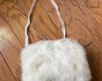 Vintage white fur muff. Small muff. Children’s size muff with genuine rabbit fur. White fur muff SMALL Youth size muff for hands. Victorian